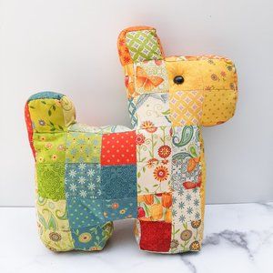 VINTAGE Handmade Patchwork Scotty Dog Puppy Pillow